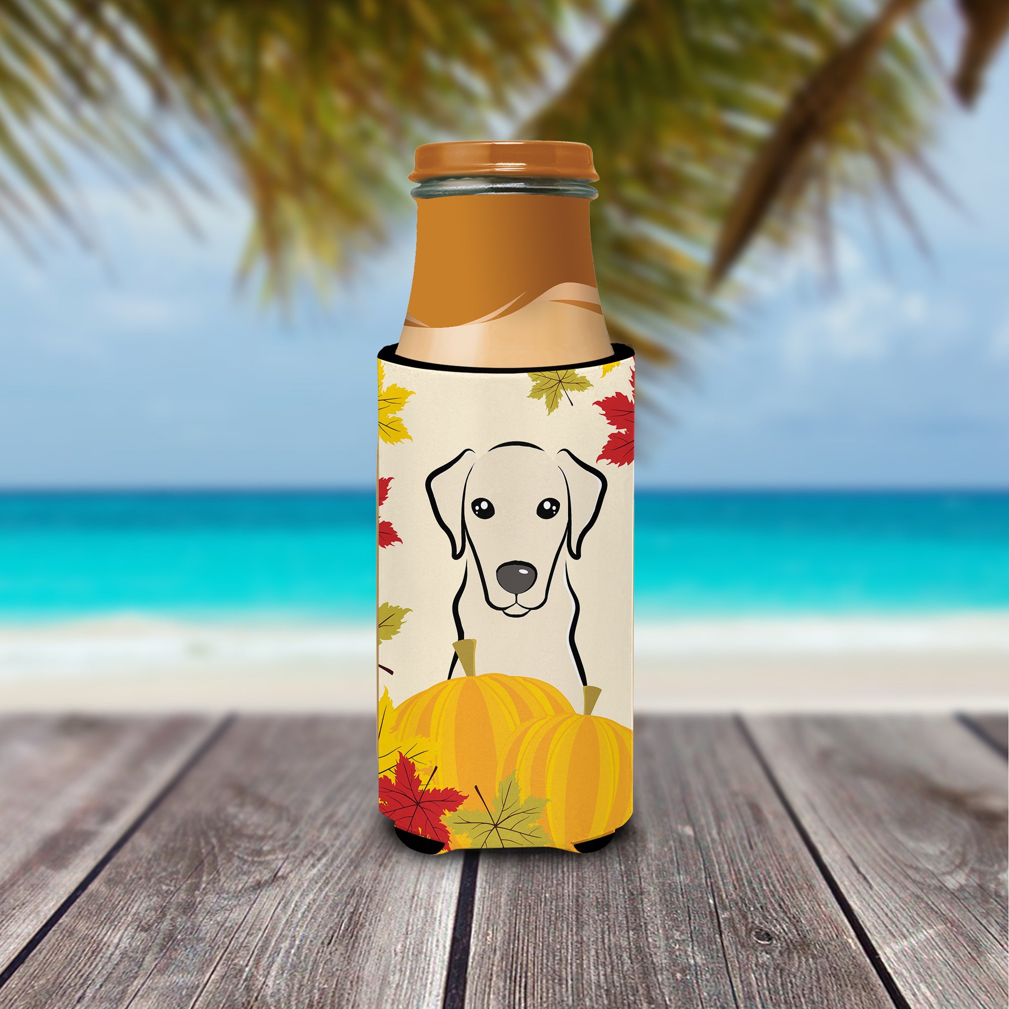 Yellow Labrador Thanksgiving  Ultra Beverage Insulator for slim cans BB2028MUK  the-store.com.