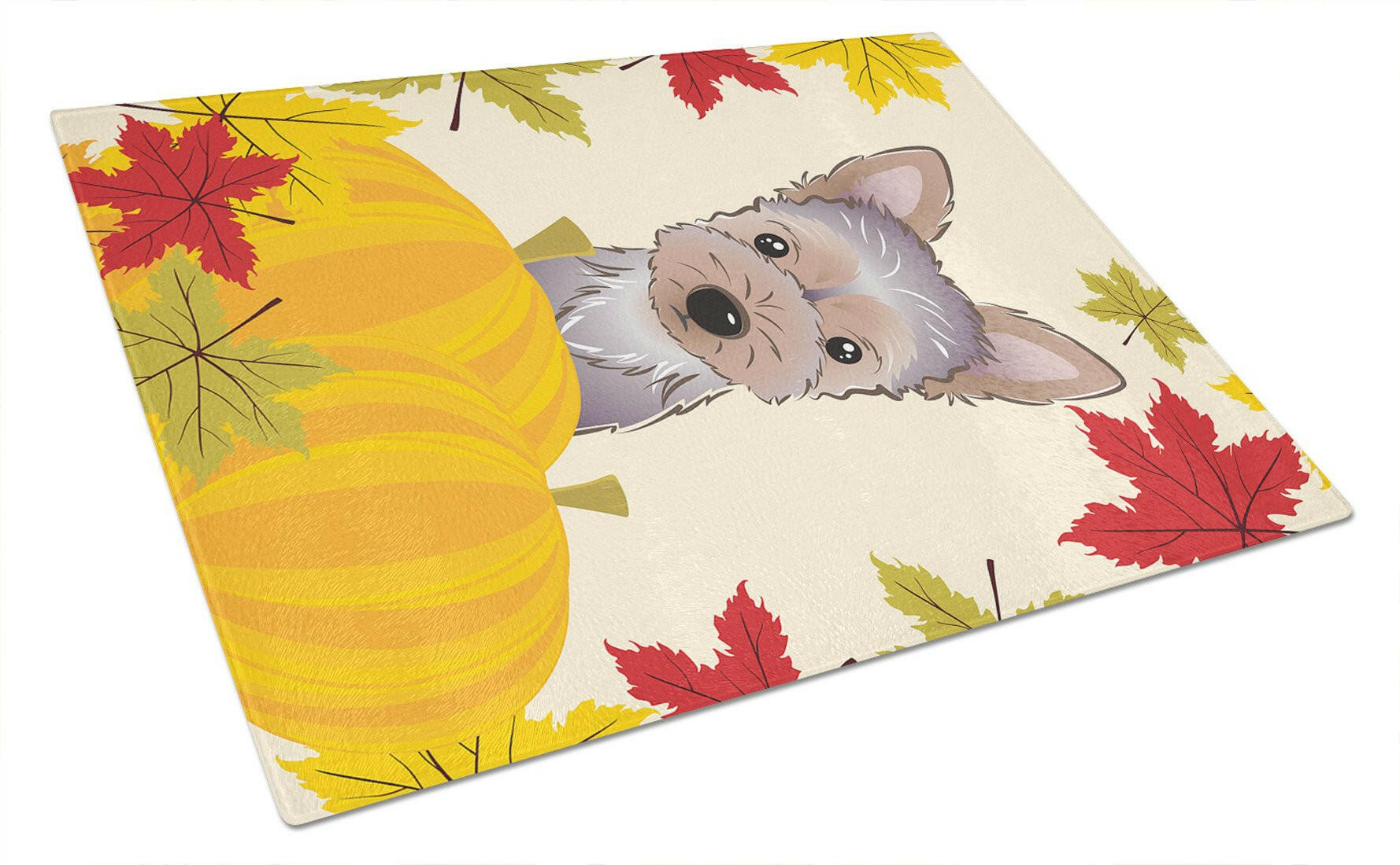 Yorkie Puppy Thanksgiving Glass Cutting Board Large BB2038LCB by Caroline's Treasures