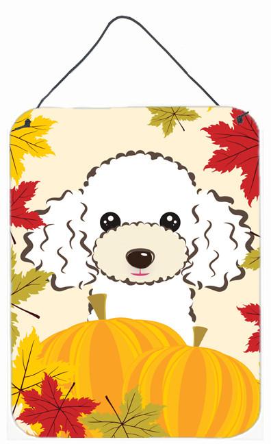White Poodle Thanksgiving Wall or Door Hanging Prints BB2063DS1216 by Caroline's Treasures