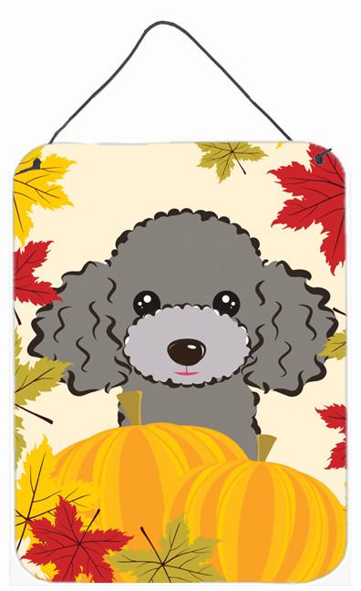 Silver Gray Poodle Thanksgiving Wall or Door Hanging Prints BB2065DS1216 by Caroline's Treasures