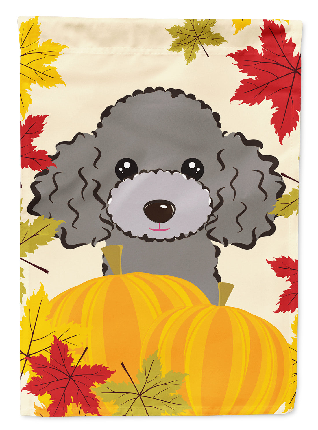 Silver Gray Poodle Thanksgiving Flag Garden Size BB2065GF.