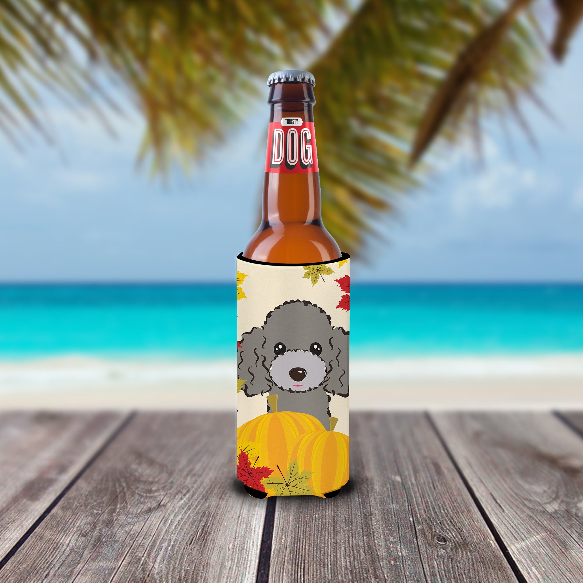 Silver Gray Poodle Thanksgiving  Ultra Beverage Insulator for slim cans BB2065MUK