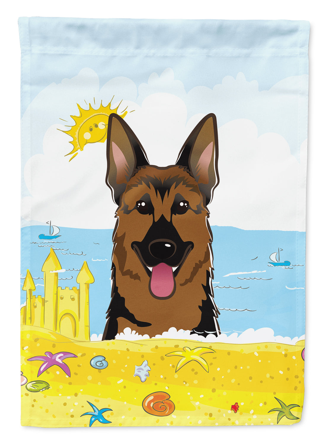 German Shepherd Summer Beach Flag Canvas House Size BB2079CHF