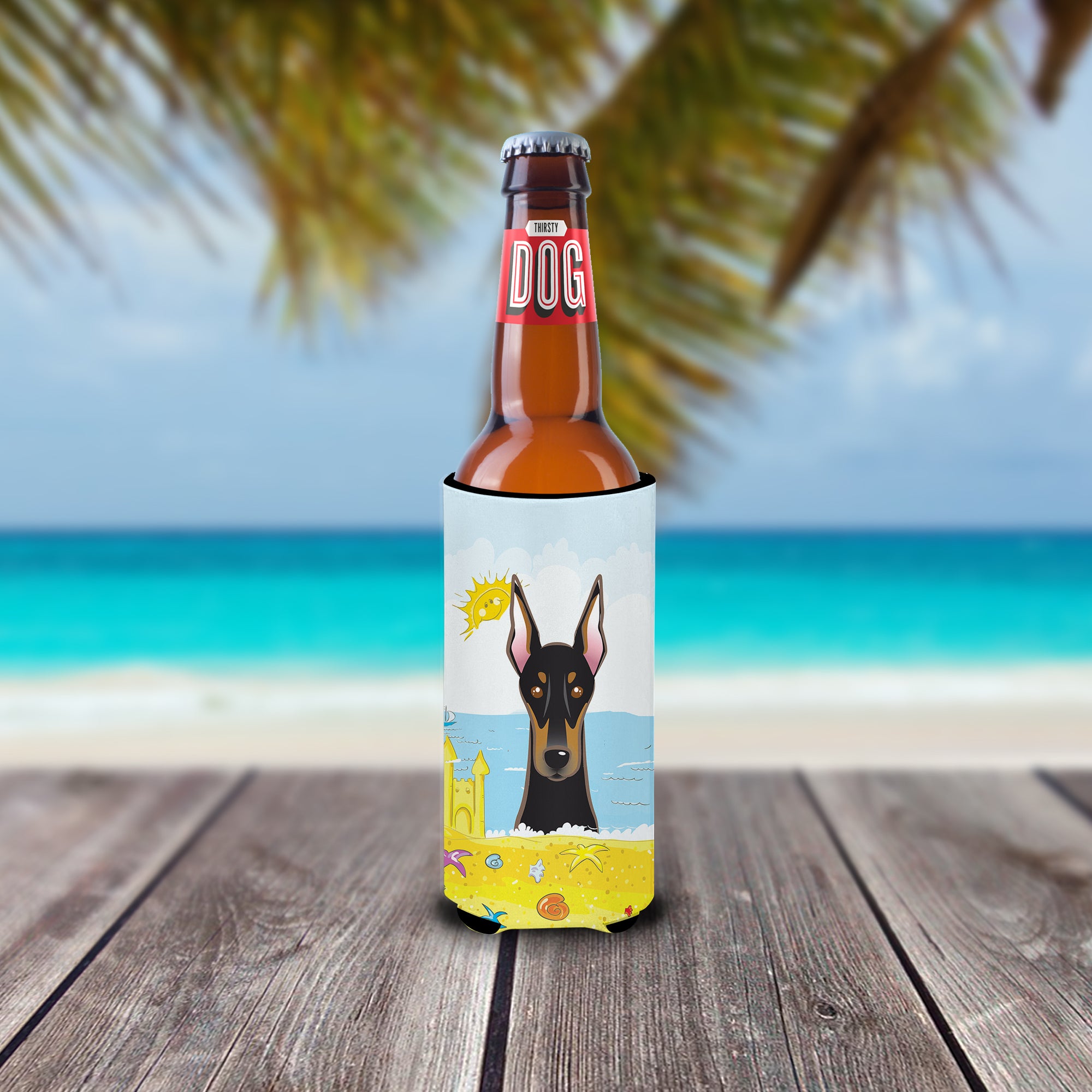 Doberman Summer Beach  Ultra Beverage Insulator for slim cans BB2113MUK