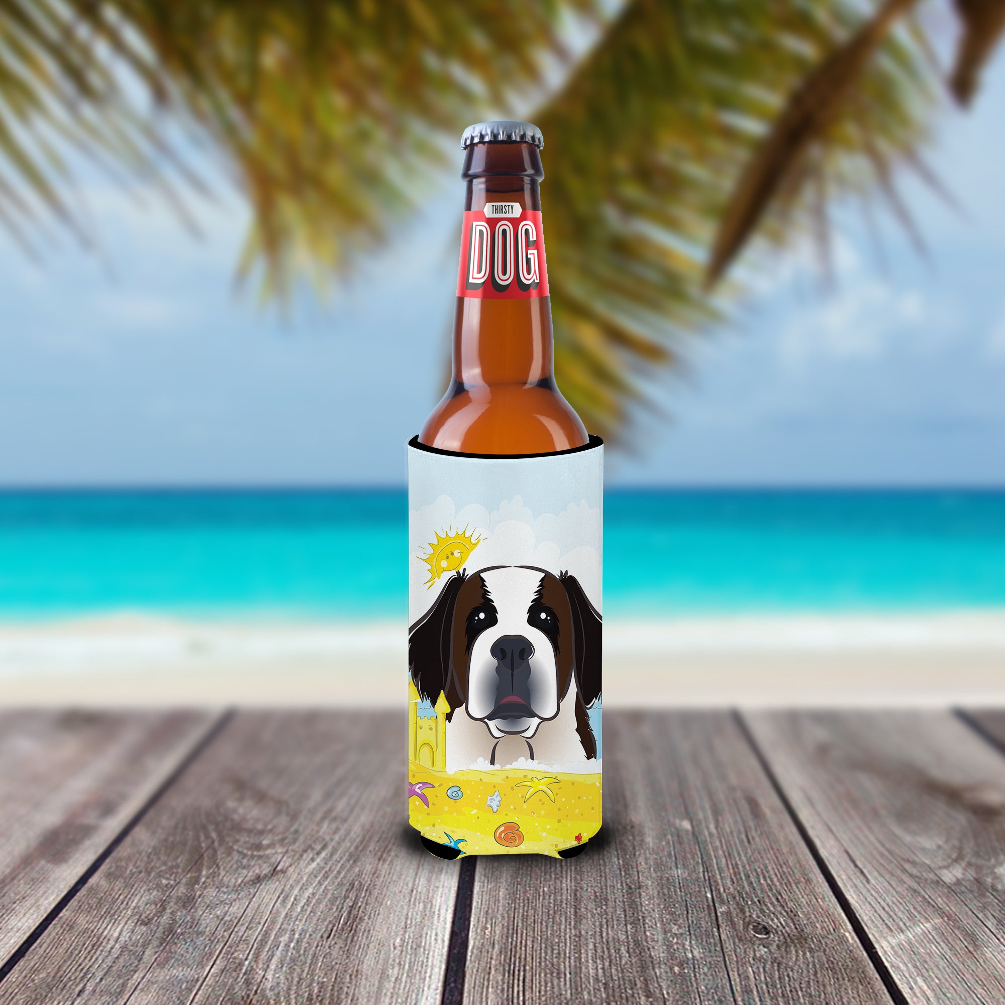 Saint Bernard Summer Beach  Ultra Beverage Insulator for slim cans BB2114MUK