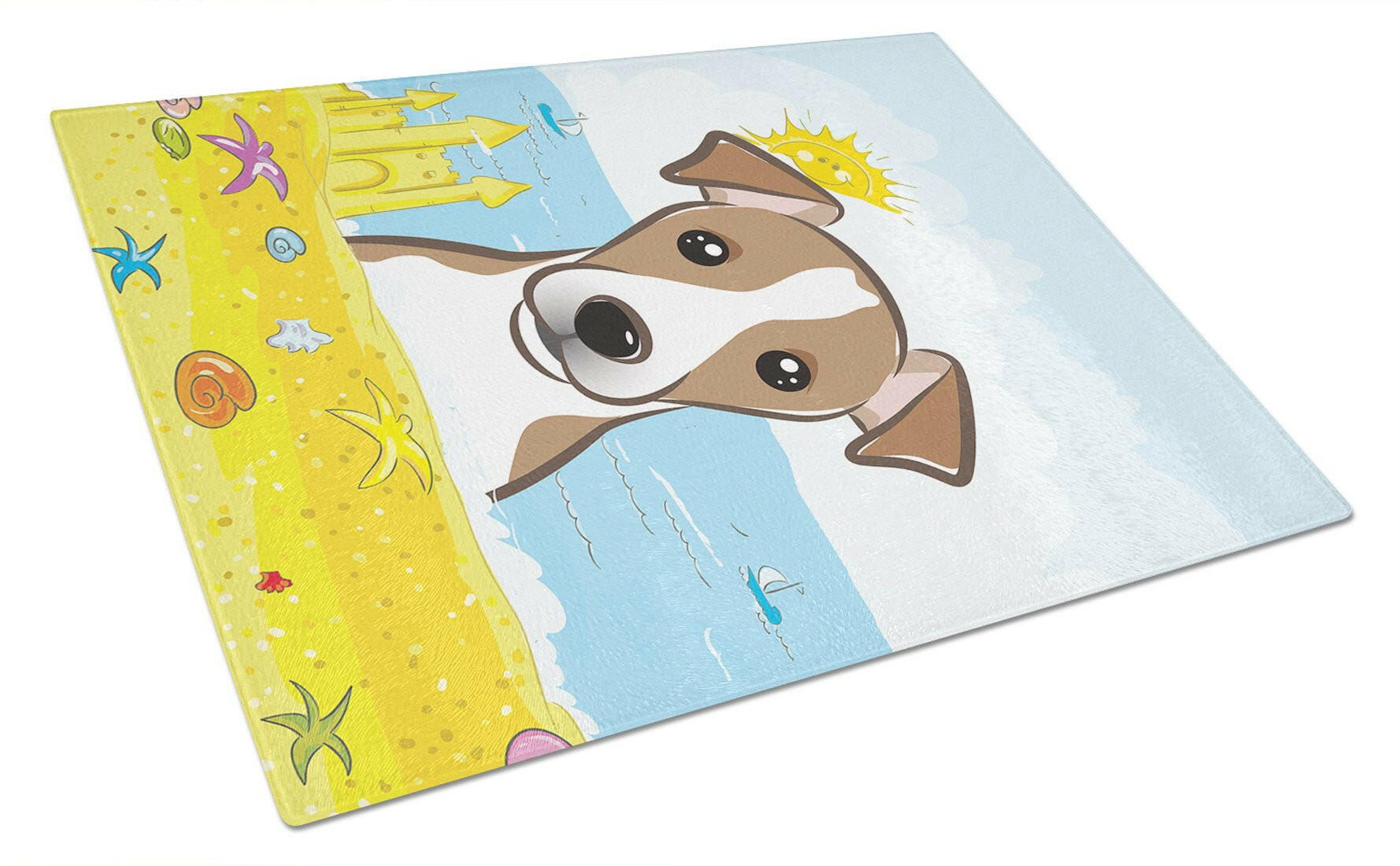 Jack Russell Terrier Summer Beach Glass Cutting Board Large BB2128LCB by Caroline's Treasures