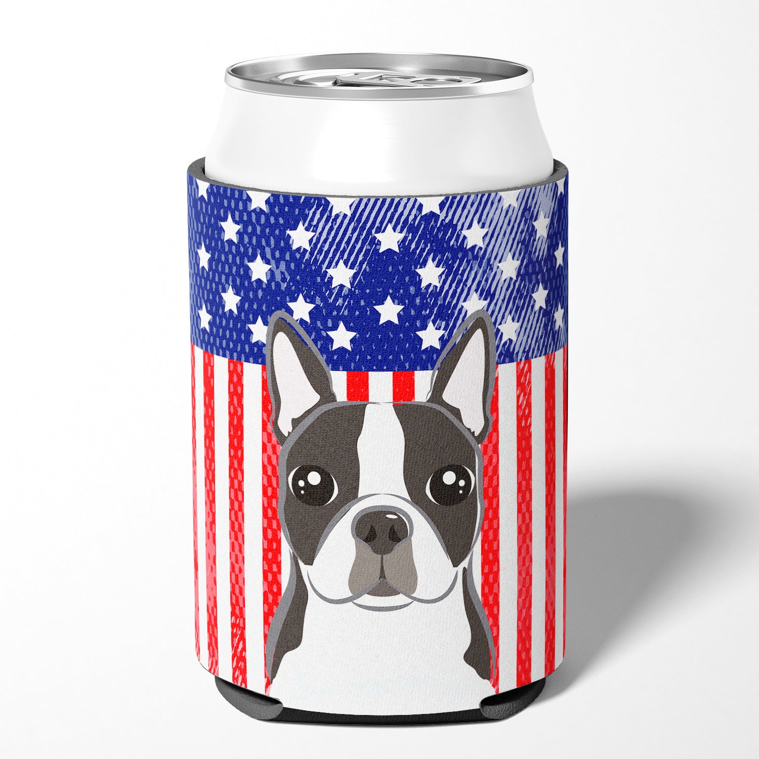 American Flag and Boston Terrier Can or Bottle Hugger BB2133CC.