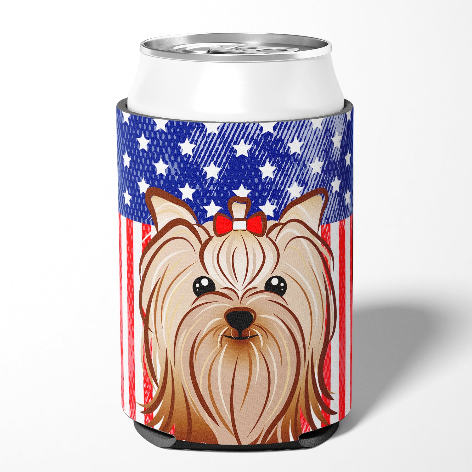 American Flag and Yorkie Yorkishire Terrier Can or Bottle Hugger BB2134CC.