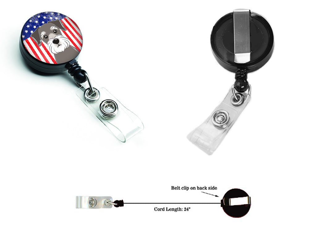 American Flag and Schnauzer Retractable Badge Reel BB2136BR.