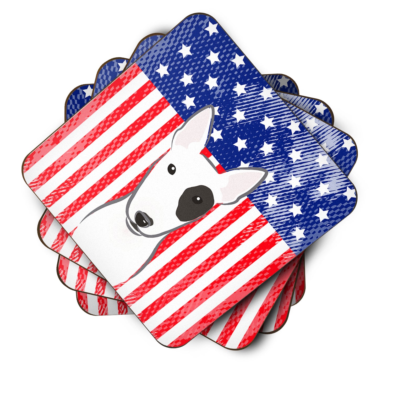American Flag and Bull Terrier Foam Coaster Set of 4 - the-store.com