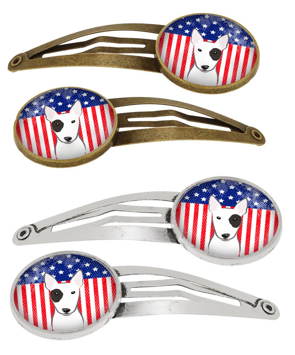 American Flag and Bull Terrier Set of 4 Barrettes Hair Clips BB2139HCS4 by Caroline's Treasures