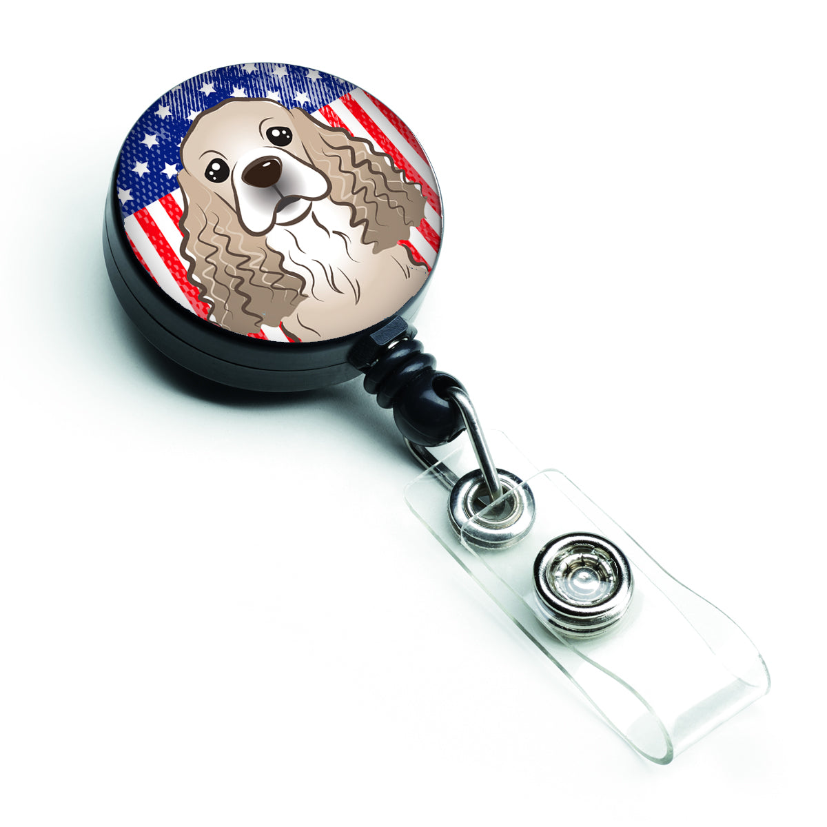 American Flag and Cocker Spaniel Retractable Badge Reel BB2146BR.