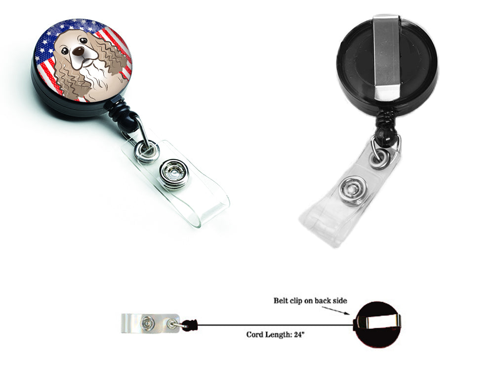 American Flag and Cocker Spaniel Retractable Badge Reel BB2146BR.