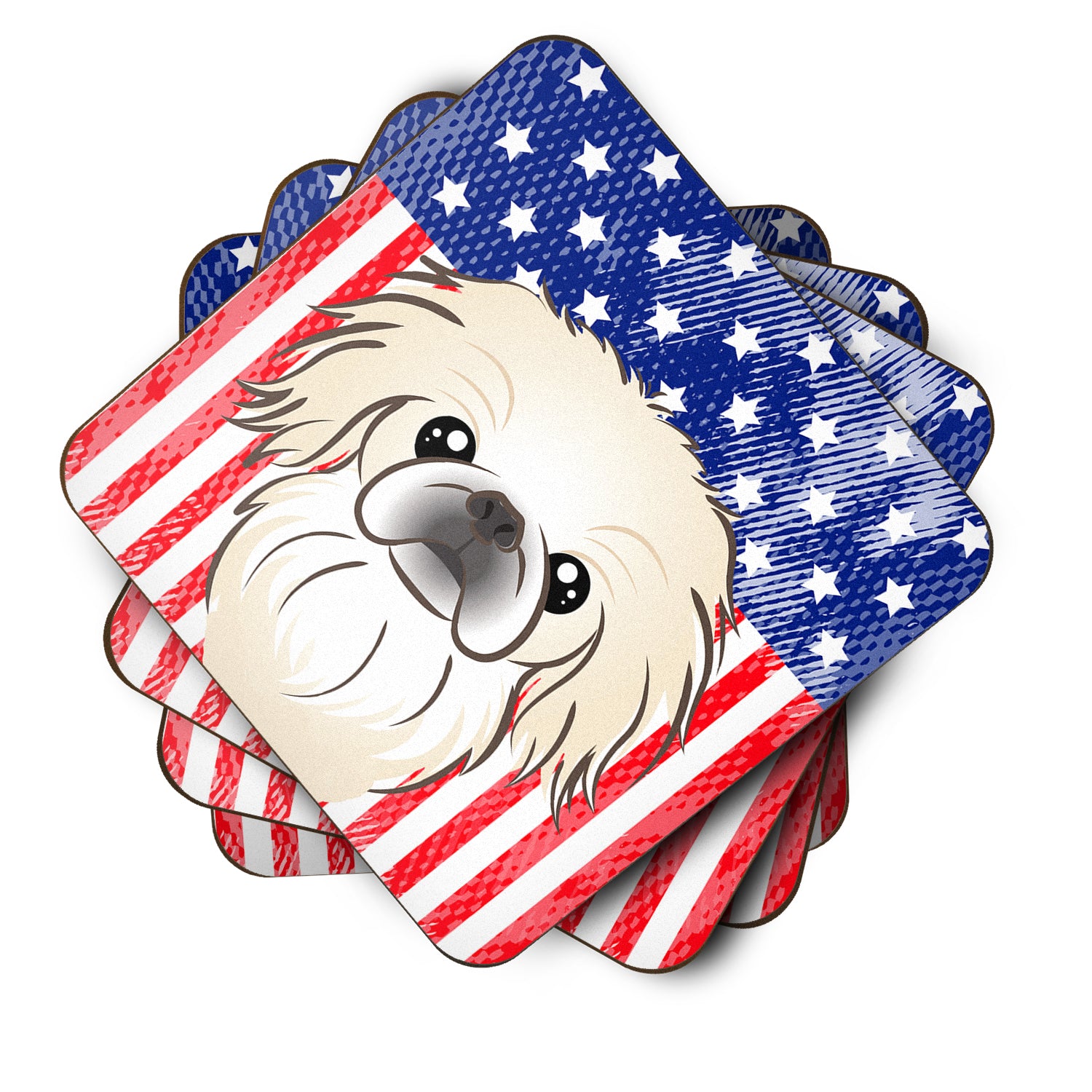 American Flag and Pekingese Foam Coaster Set of 4 - the-store.com