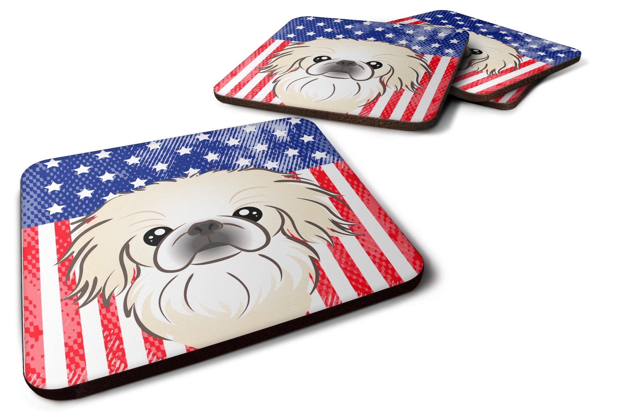American Flag and Pekingese Foam Coaster Set of 4 - the-store.com