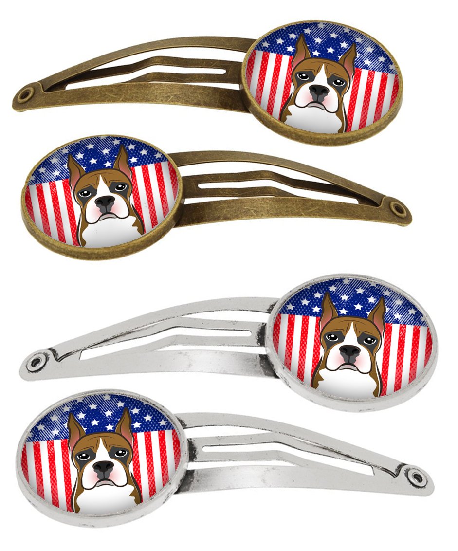 American Flag and Boxer Set of 4 Barrettes Hair Clips BB2153HCS4 by Caroline's Treasures