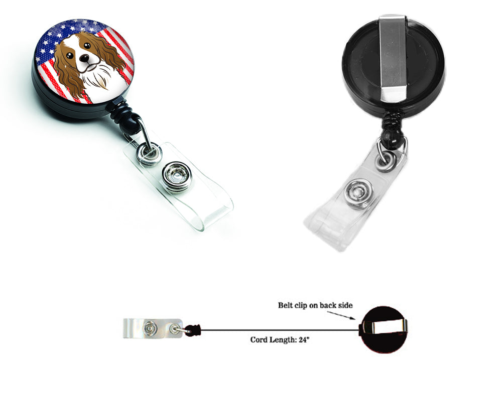 American Flag and Cavalier Spaniel Retractable Badge Reel BB2154BR.