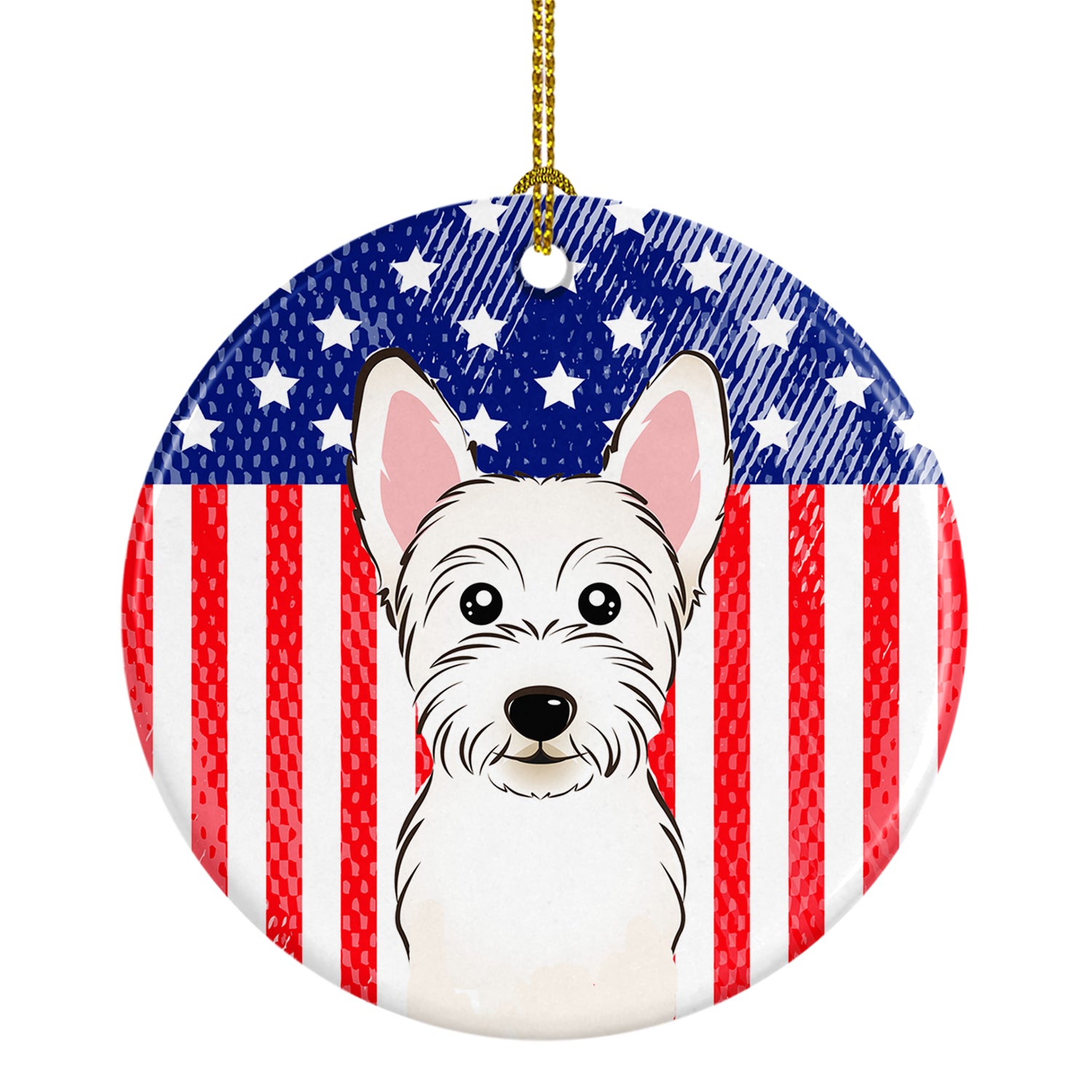 American Flag and Westie Ceramic Ornament BB2156CO1 - the-store.com