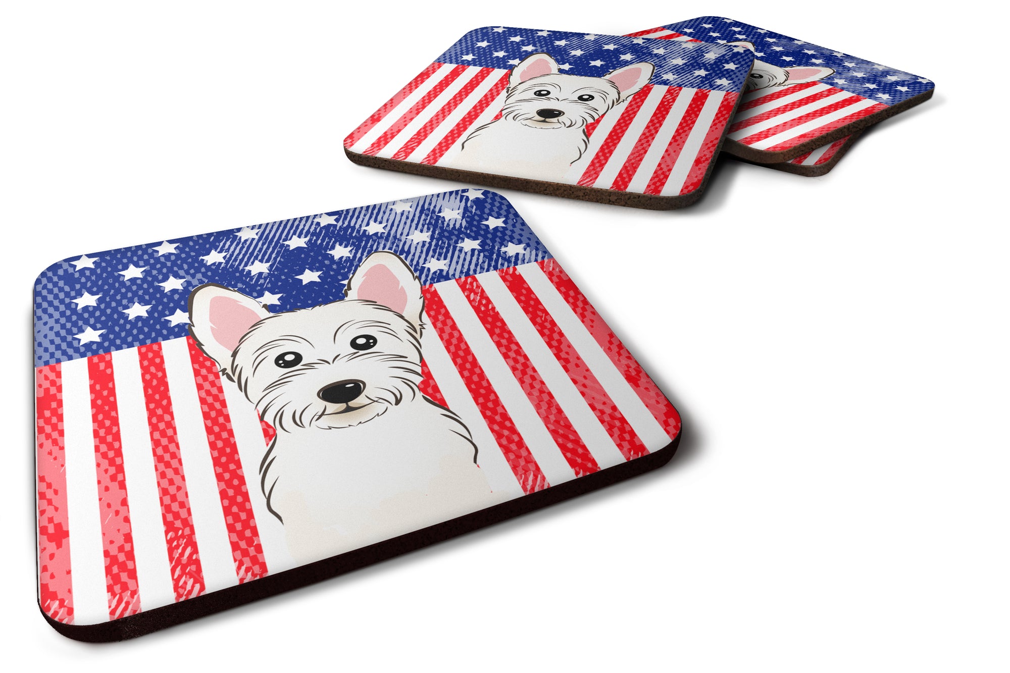 American Flag and Westie Foam Coaster Set of 4 - the-store.com