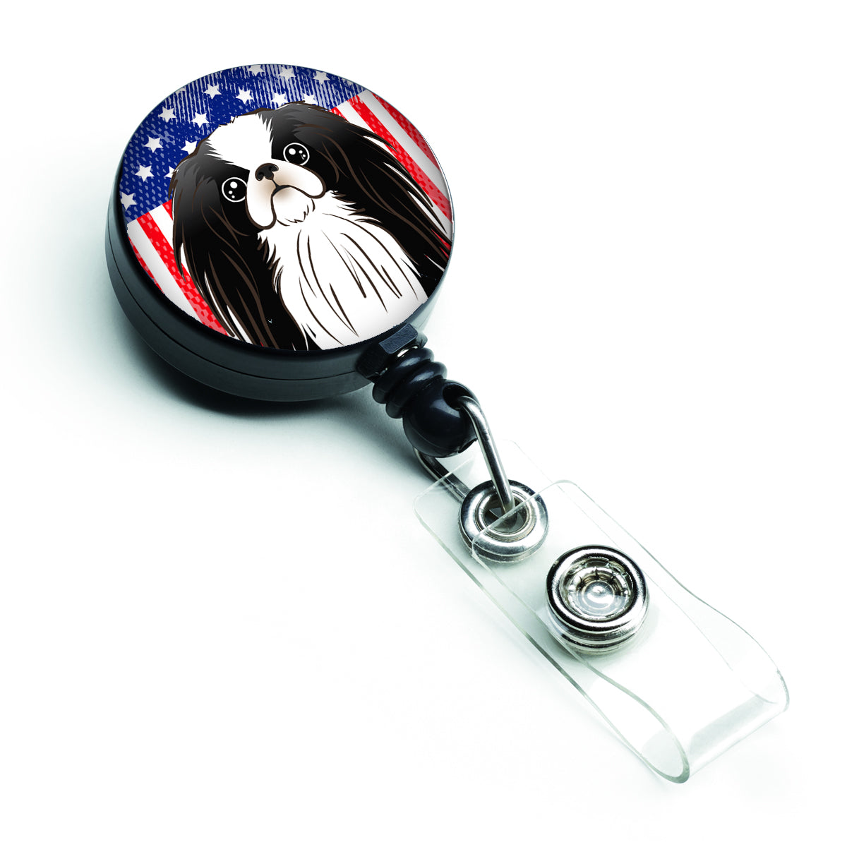 American Flag and Japanese Chin Retractable Badge Reel BB2160BR.