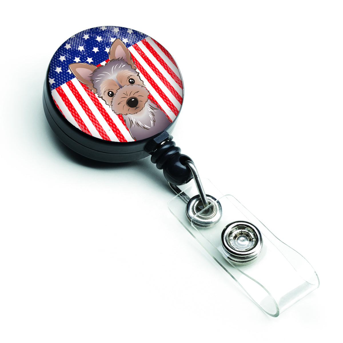 American Flag and Yorkie Puppy Retractable Badge Reel BB2162BR.
