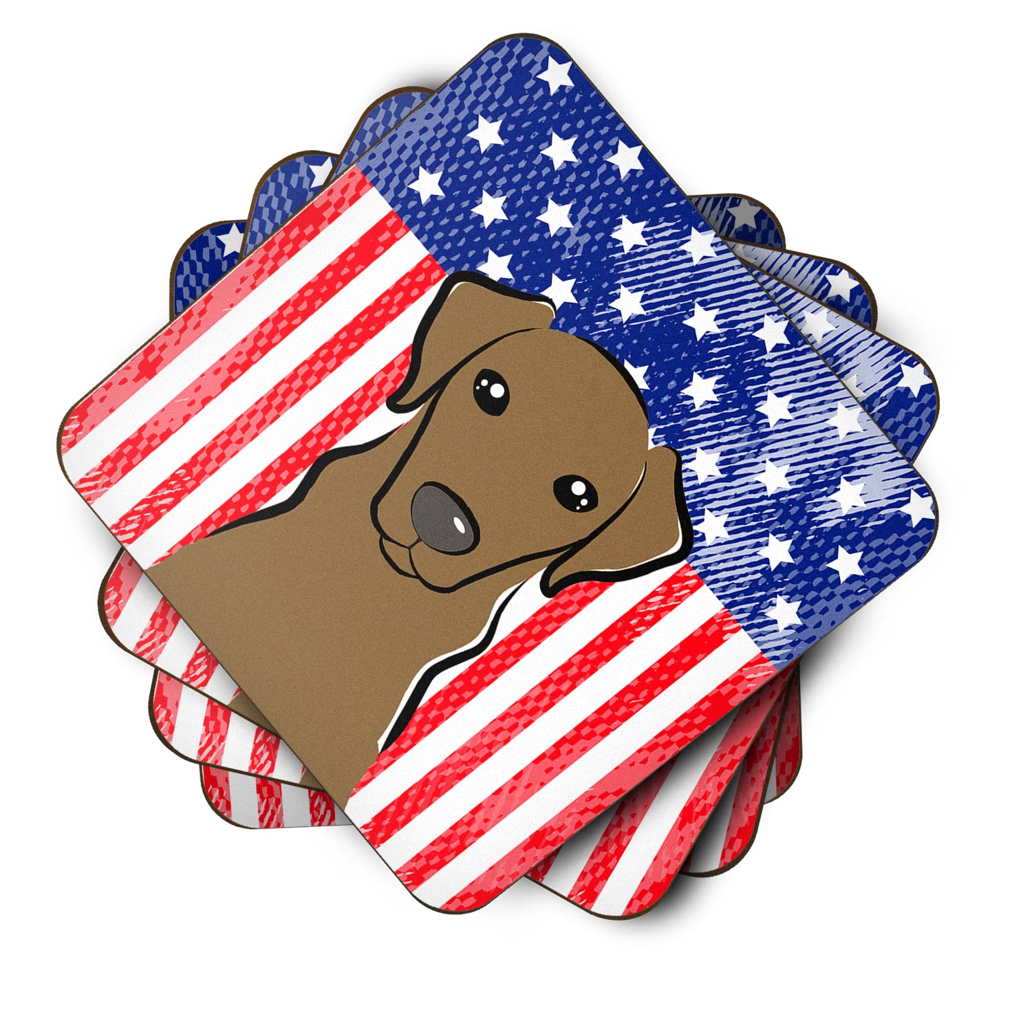 American Flag and Chocolate Labrador Foam Coaster Set of 4 - the-store.com