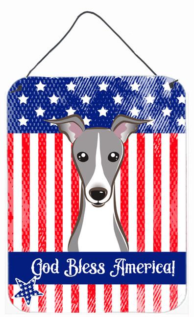 God Bless American Flag with Italian Greyhound Wall or Door Hanging Prints BB2166DS1216 by Caroline's Treasures
