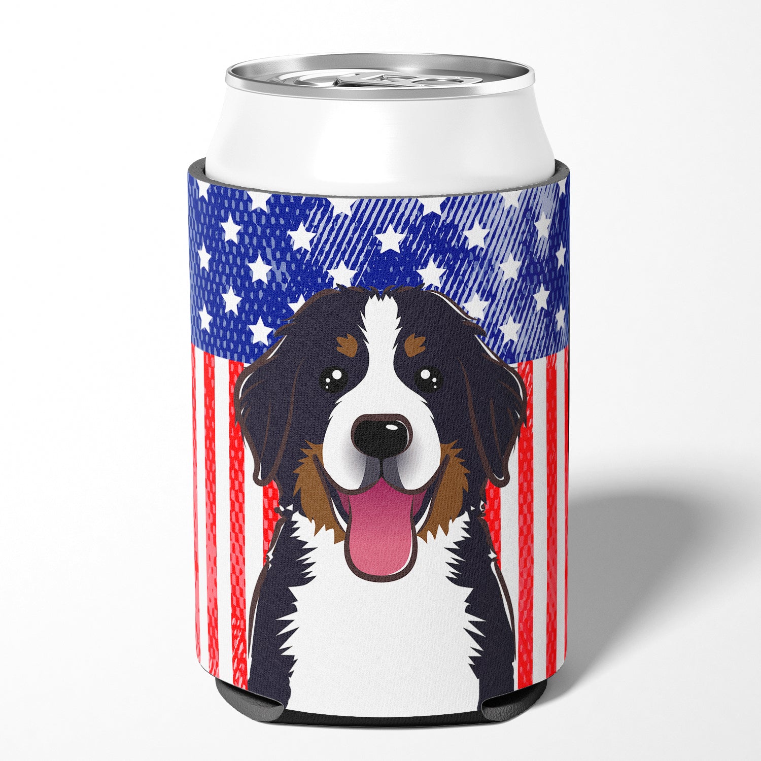 American Flag and Bernese Mountain Dog Can or Bottle Hugger BB2167CC.