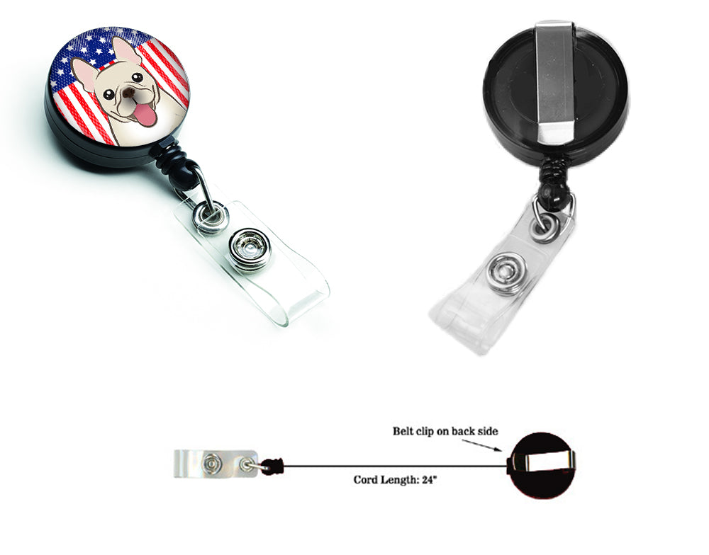 American Flag and French Bulldog Retractable Badge Reel BB2168BR.