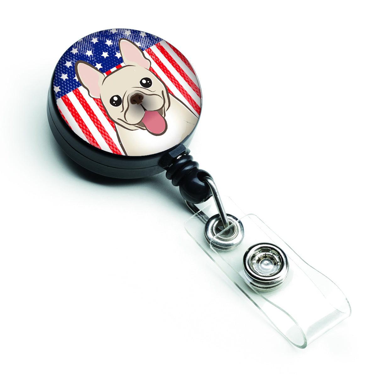 American Flag and French Bulldog Retractable Badge Reel BB2168BR.