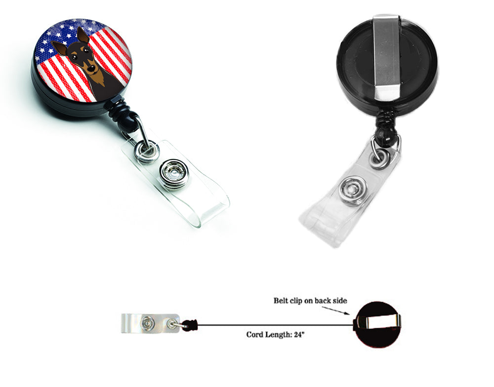 American Flag and Min Pin Retractable Badge Reel BB2170BR.