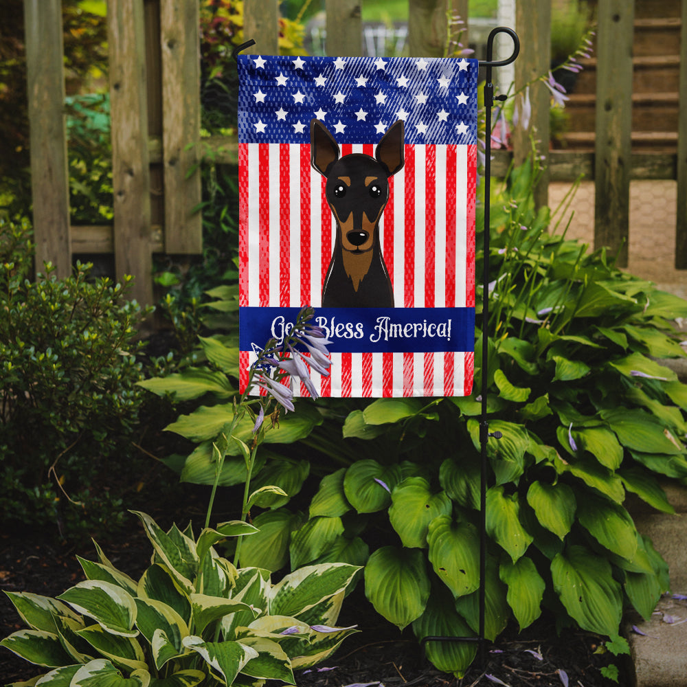 God Bless American Flag with Min Pin Flag Garden Size BB2170GF.
