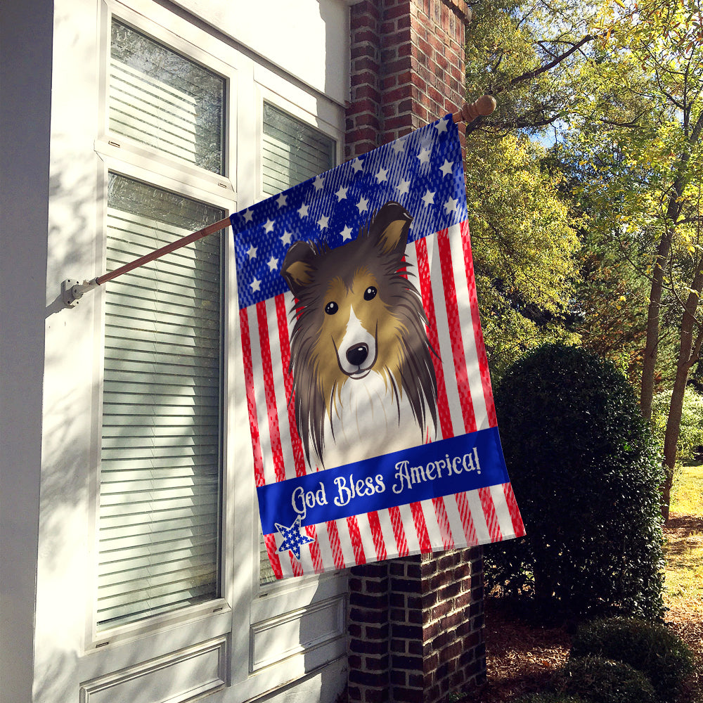 God Bless American Flag with Sheltie Flag Canvas House Size