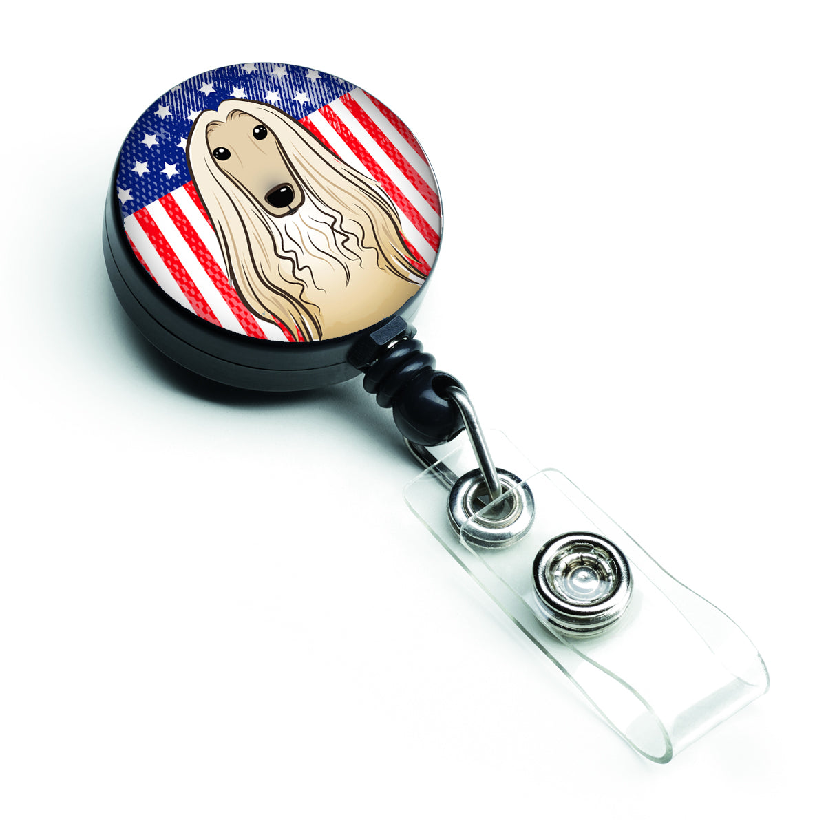 American Flag and Afghan Hound Retractable Badge Reel BB2174BR.