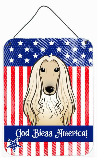 God Bless American Flag with Afghan Hound Wall or Door Hanging Prints BB2174DS1216 by Caroline's Treasures
