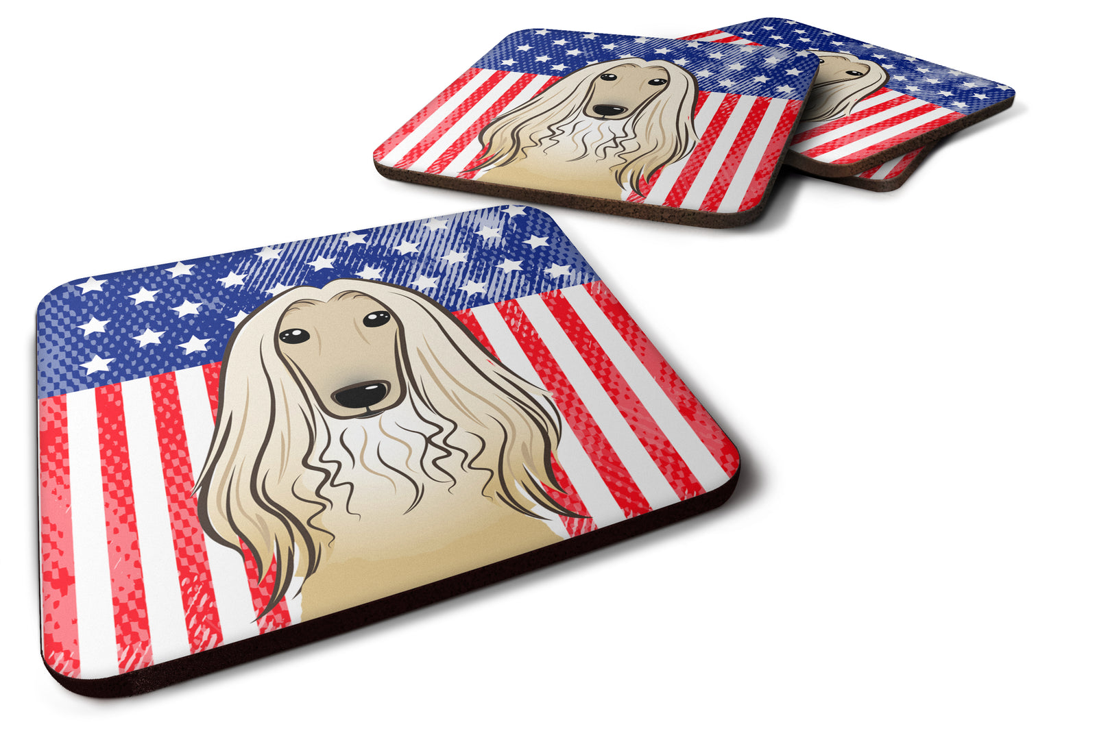 American Flag and Afghan Hound Foam Coaster Set of 4 - the-store.com