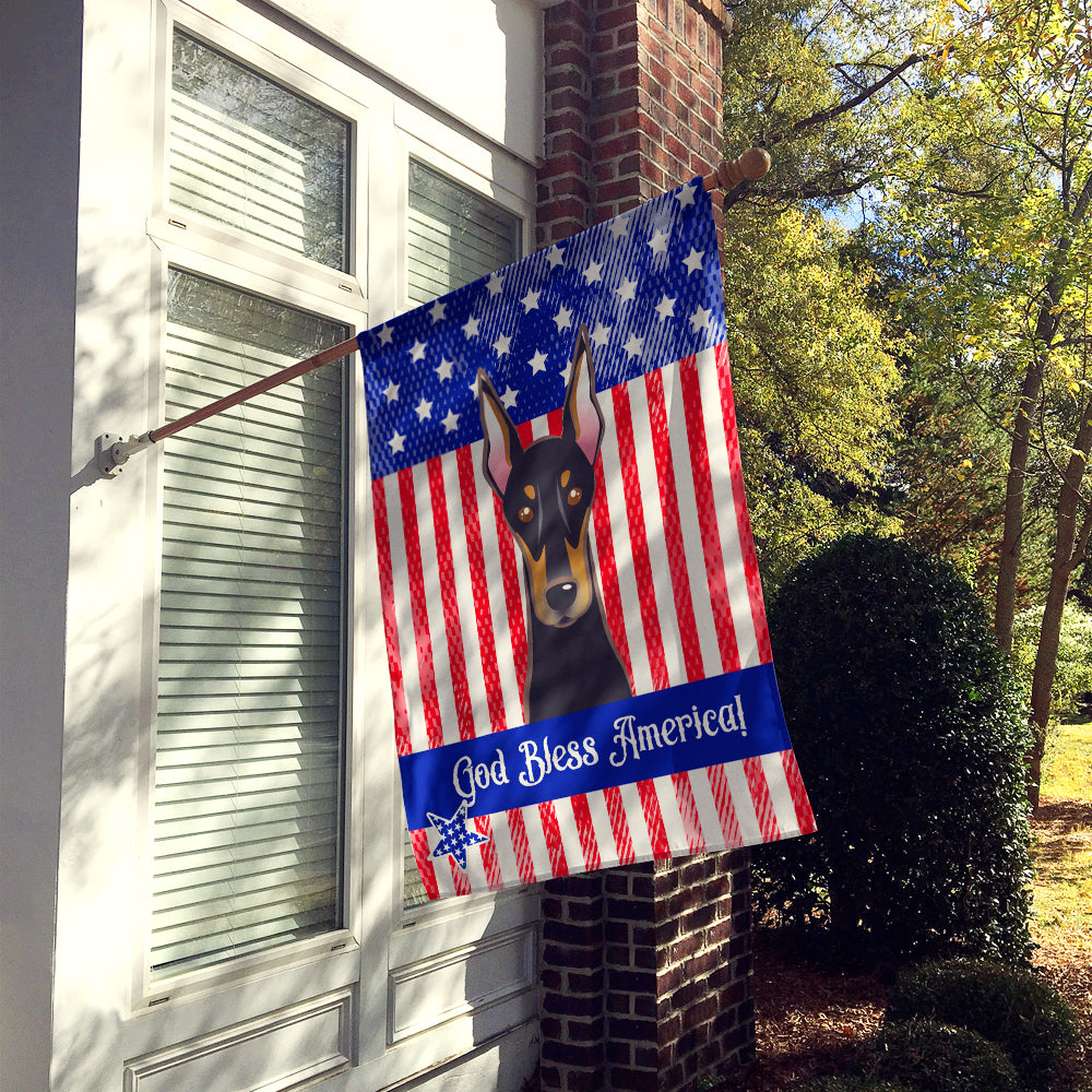 God Bless American Flag with Doberman Flag Canvas House Size BB2175CHF