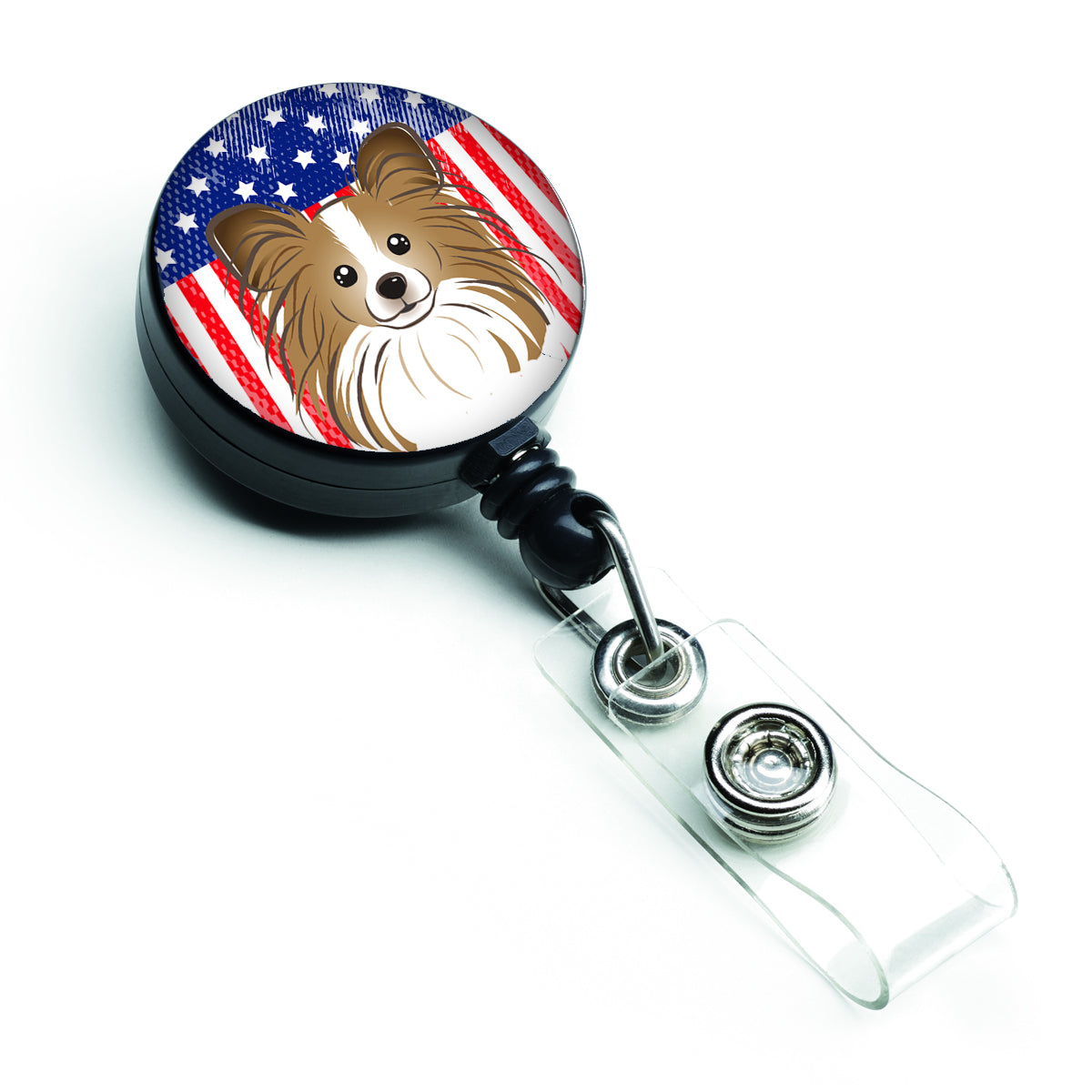 American Flag and Papillon Retractable Badge Reel BB2178BR.