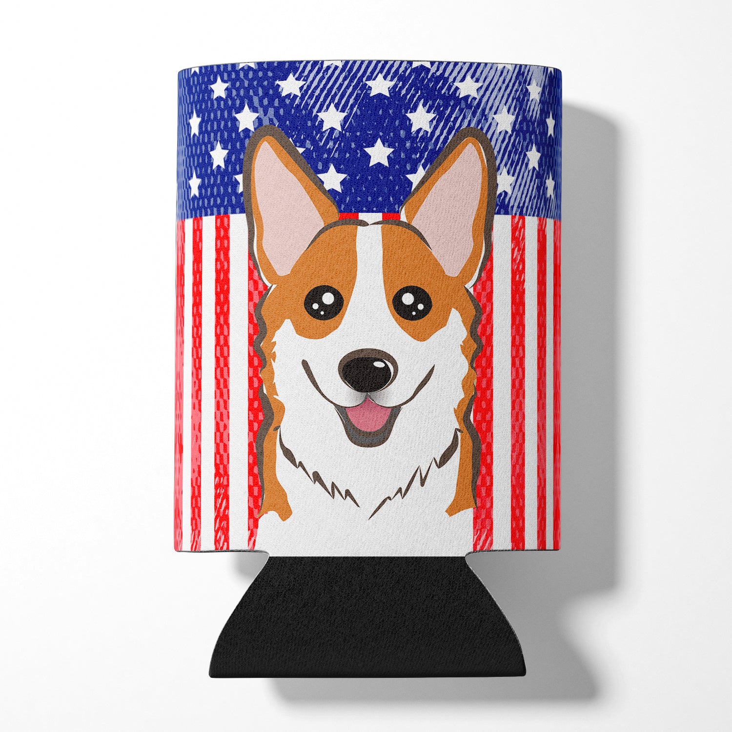 American Flag and Red Corgi Can or Bottle Hugger BB2184CC.