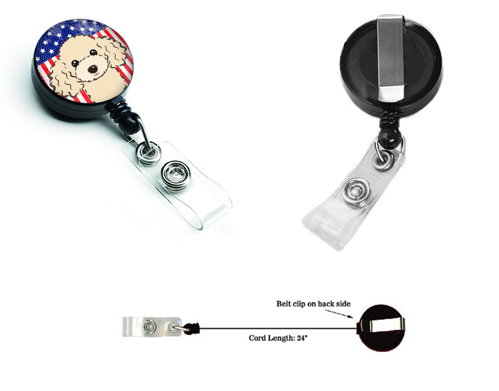 American Flag and Buff Poodle Retractable Badge Reel BB2188BR.