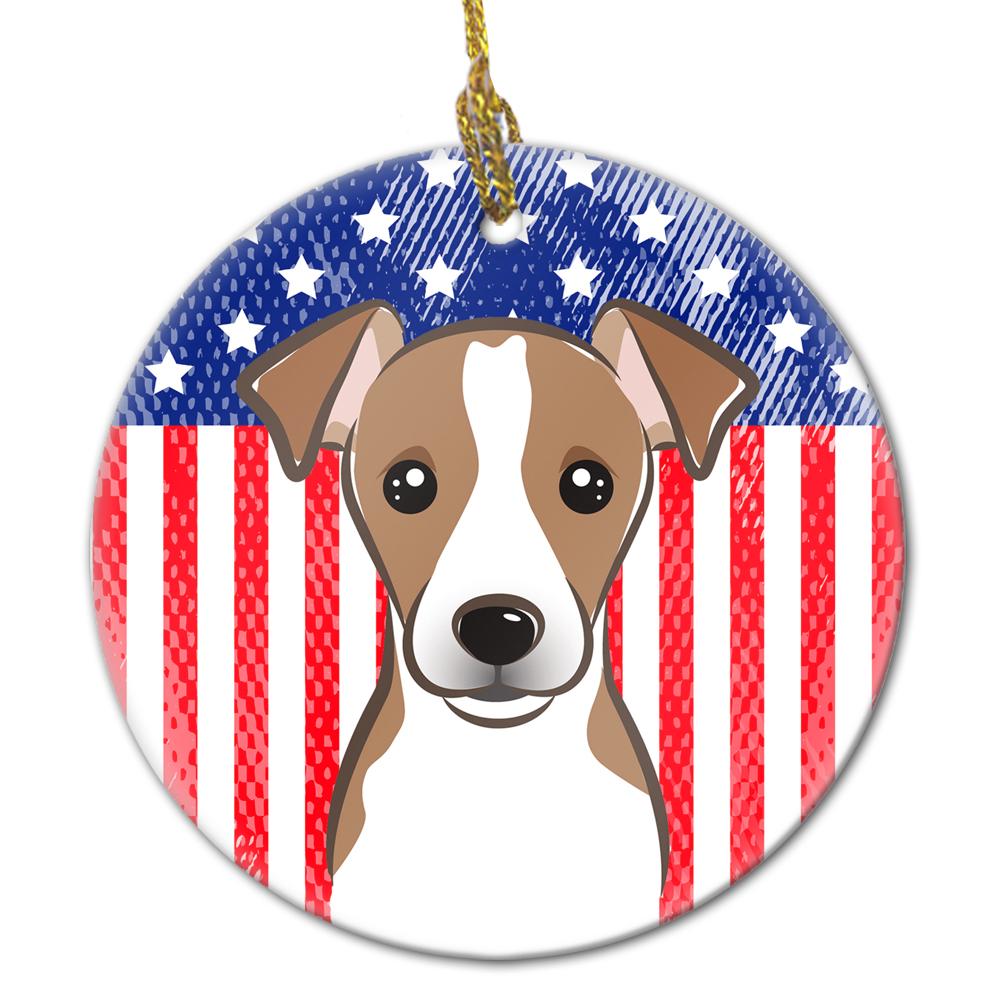 American Flag and Jack Russell Terrier Ceramic Ornament BB2190CO1 by Caroline&#39;s Treasures
