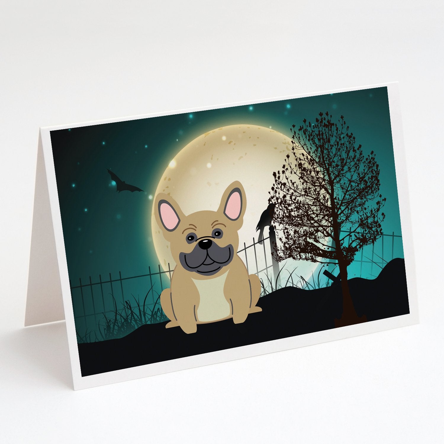Buy this Halloween Scary French Bulldog Cream Greeting Cards and Envelopes Pack of 8