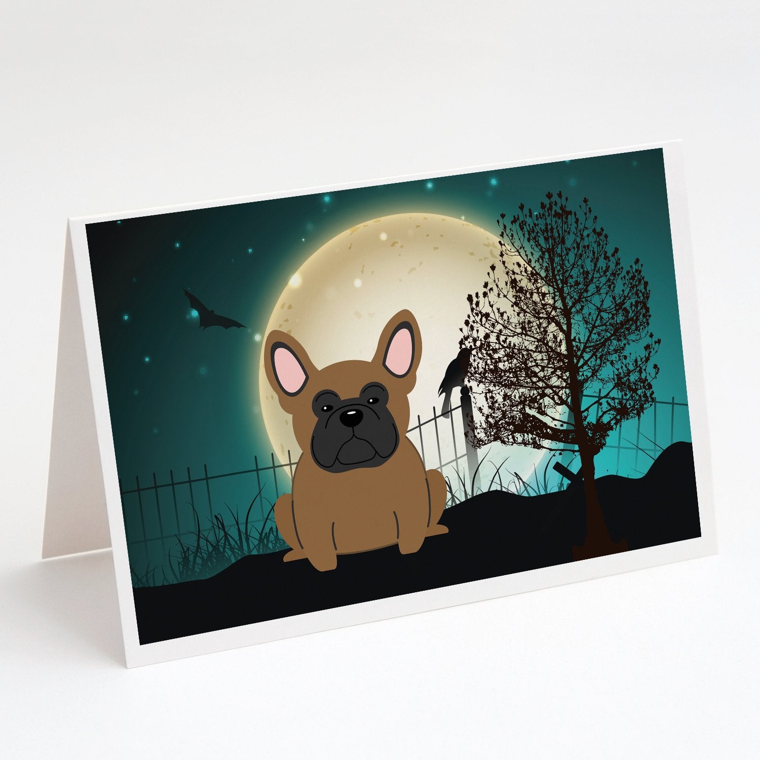 Buy this Halloween Scary French Bulldog Brown Greeting Cards and Envelopes Pack of 8