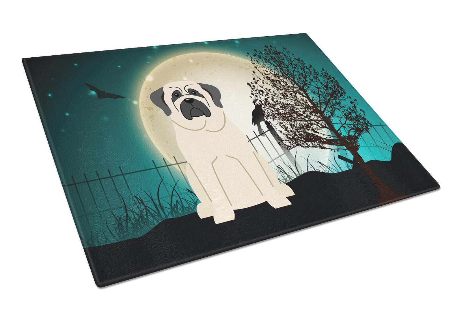 Halloween Scary Mastiff White Glass Cutting Board Large BB2207LCB by Caroline's Treasures