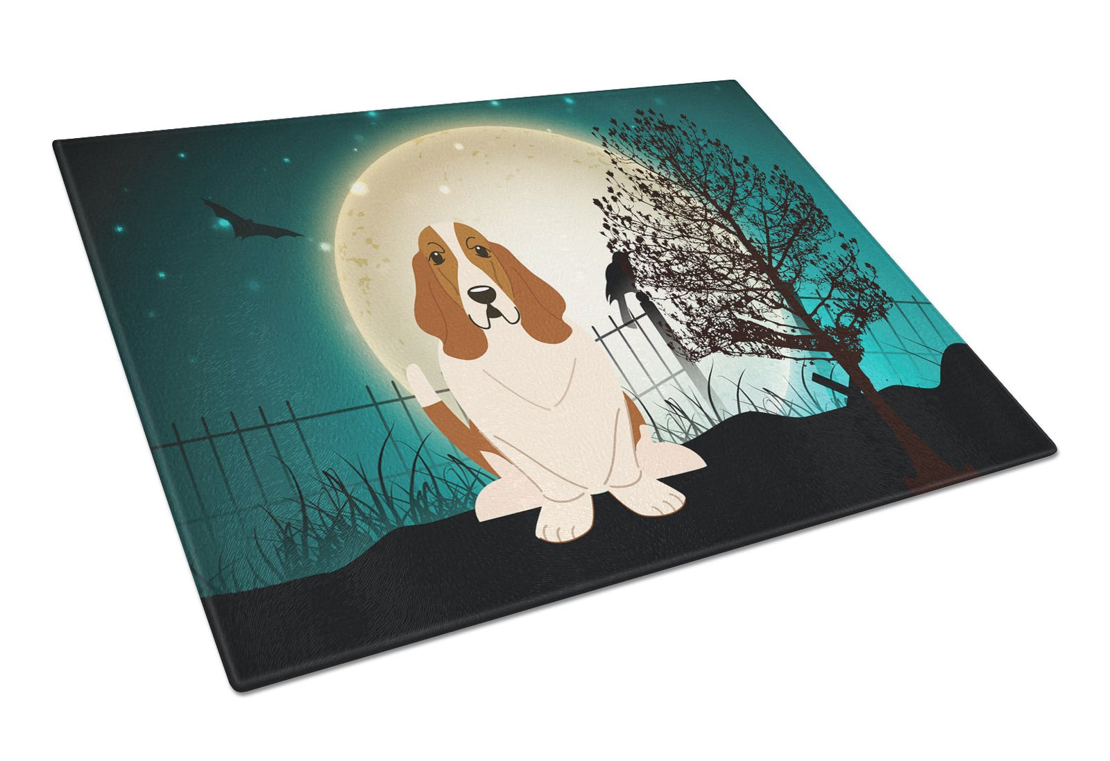Halloween Scary Basset Hound Glass Cutting Board Large BB2211LCB by Caroline's Treasures