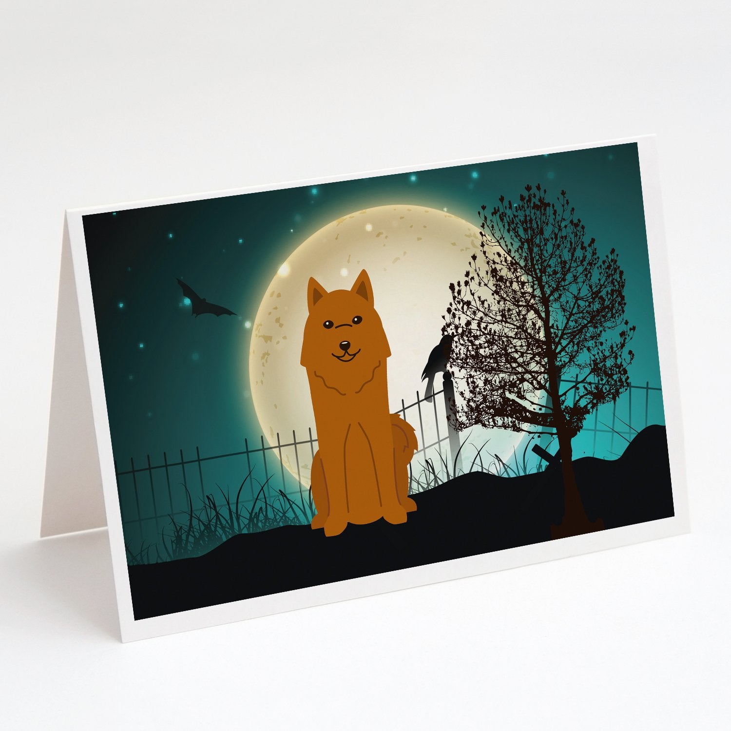 Buy this Halloween Scary Karelian Bear Dog Greeting Cards and Envelopes Pack of 8