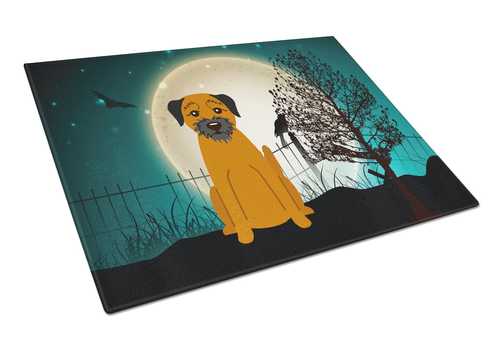Halloween Scary Border Terrier Glass Cutting Board Large BB2229LCB by Caroline's Treasures