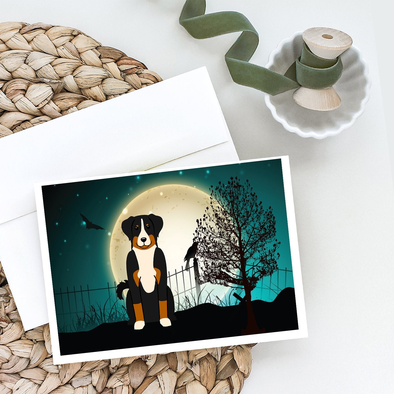 Halloween Scary Appenzeller Sennenhund Greeting Cards and Envelopes Pack of 8 - the-store.com