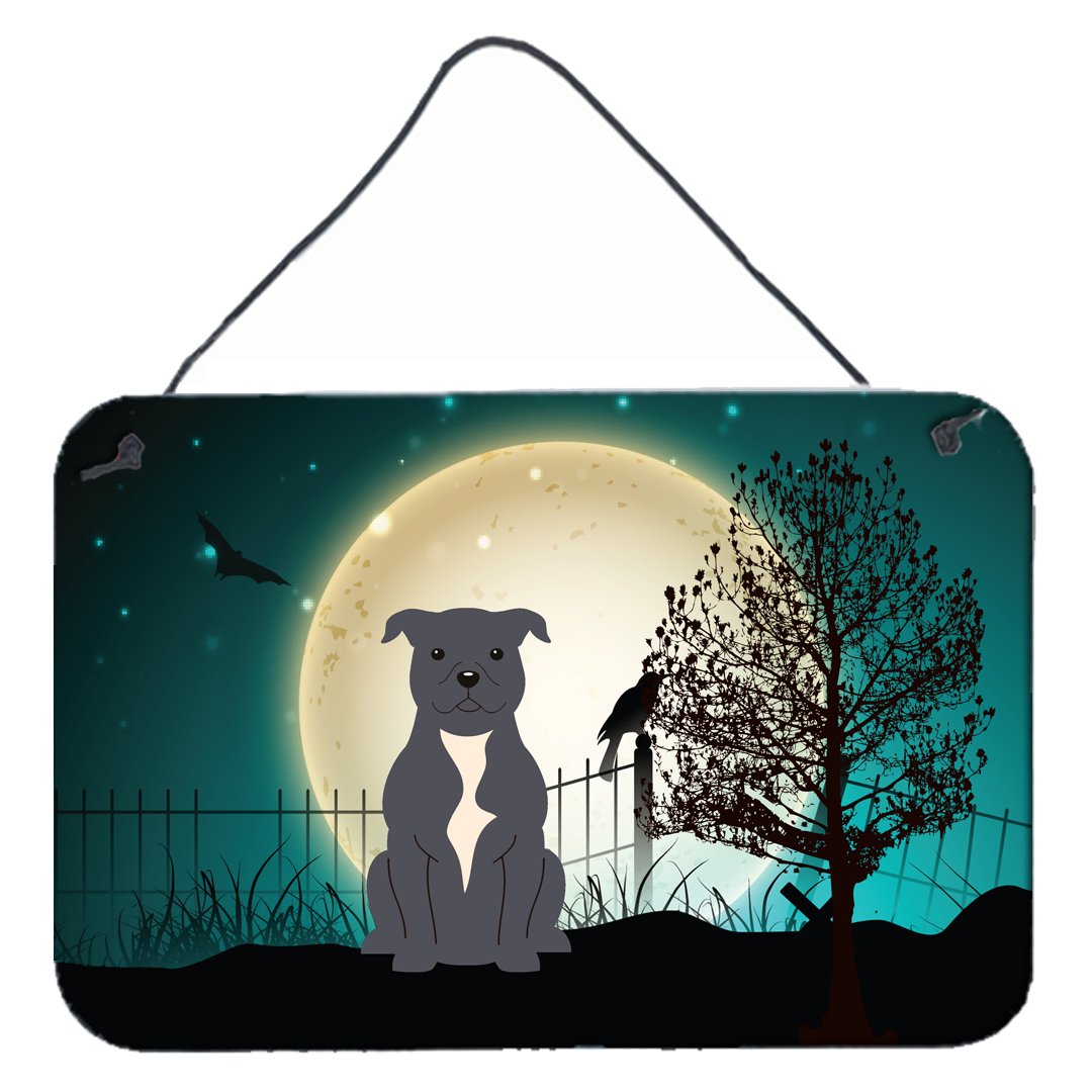 Halloween Scary Staffordshire Bull Terrier Blue Wall or Door Hanging Prints BB2236DS812 by Caroline's Treasures