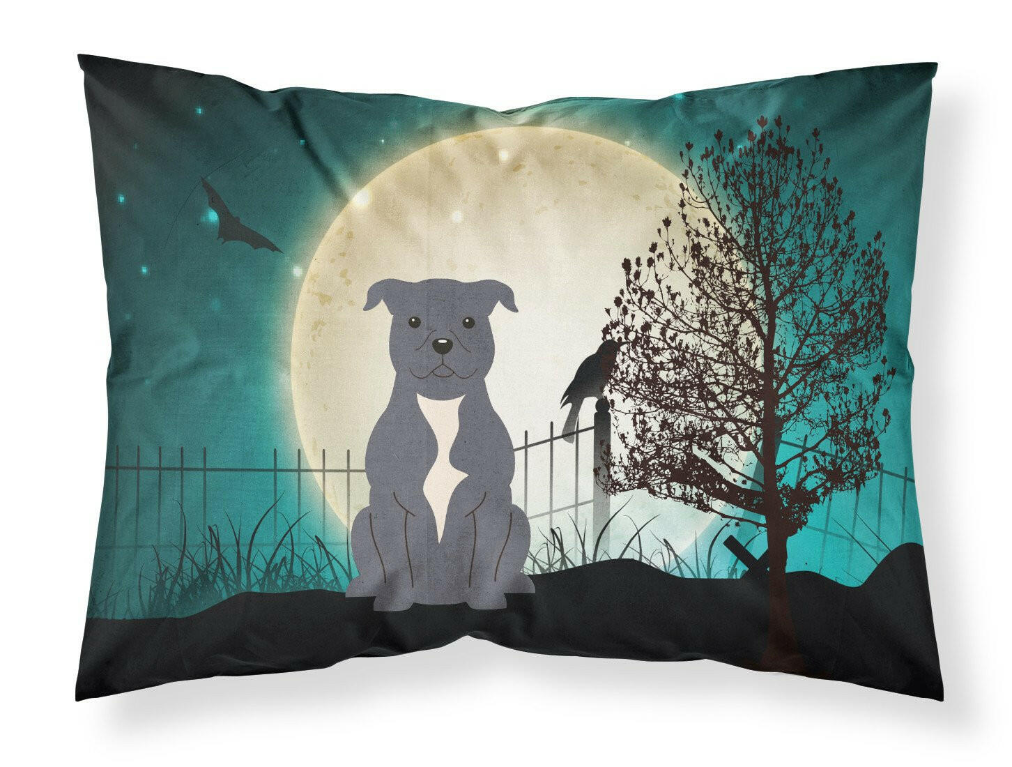 Halloween Scary Staffordshire Bull Terrier Blue Fabric Standard Pillowcase BB2236PILLOWCASE by Caroline's Treasures